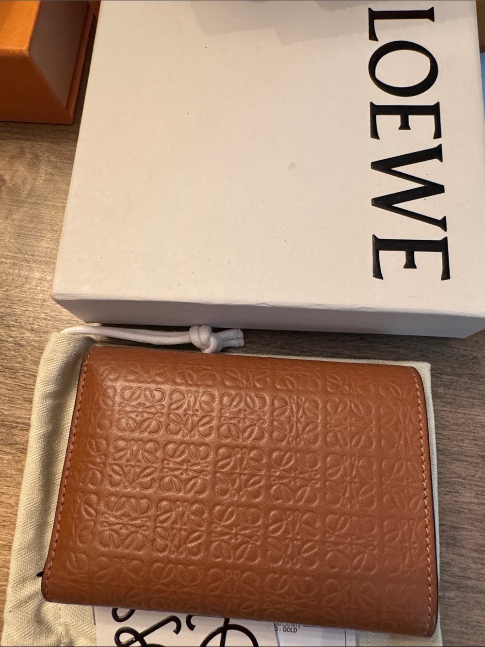LOEWE Embossed Anagram Leather Wallet in Tan - Picture 11 of 11